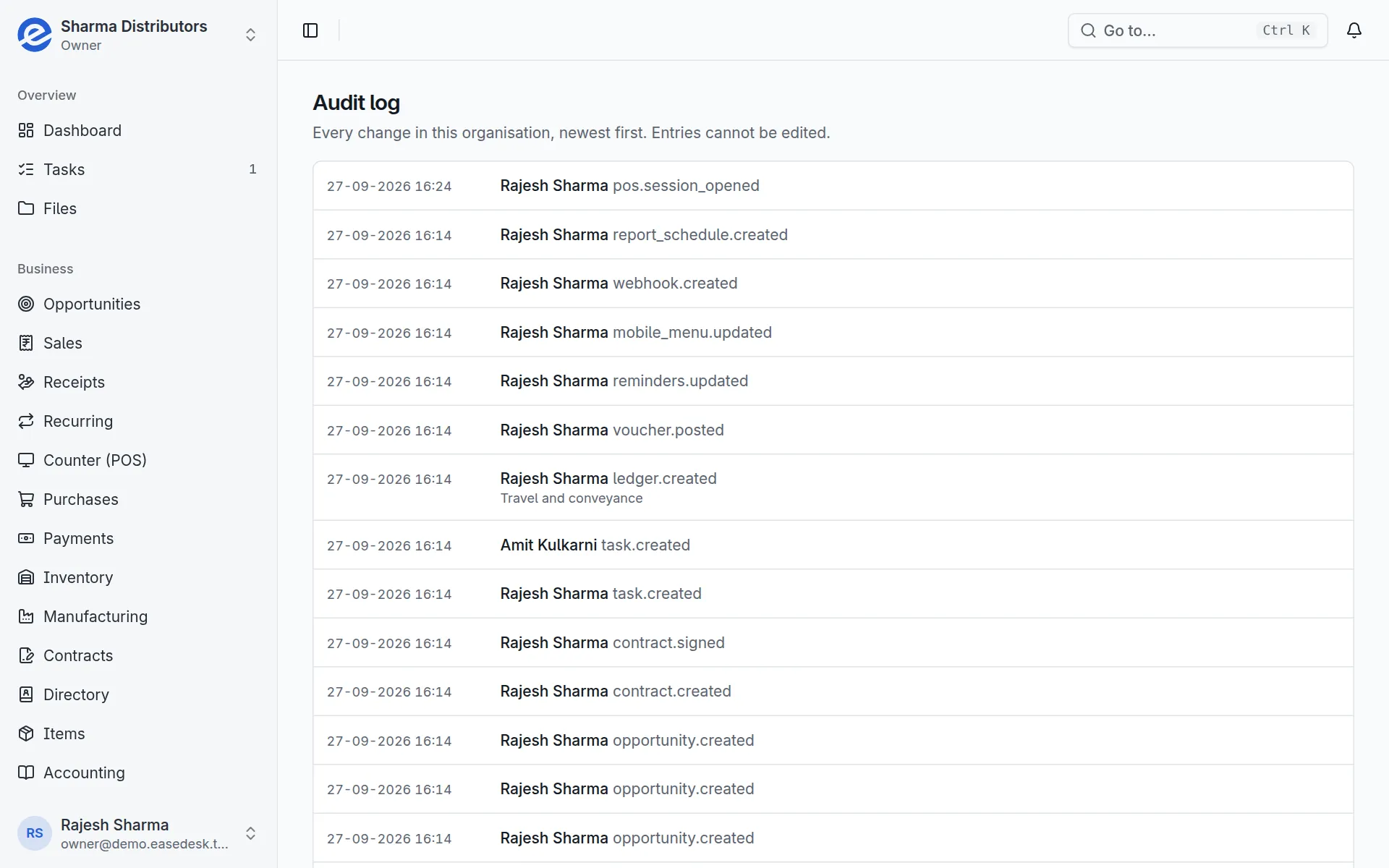 EaseDesk audit log: who changed what, and when